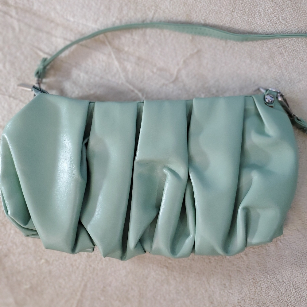 Mint Green Ruched Handbag - Picture 5 of 8